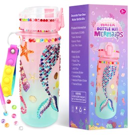 OCCHEN Decorate Your Own Water Bottle Kits Fun Arts Crafts Painting Toys for Girls Ages 4-6 6-8 8-12 DIY Gem Sticker Diamond Birthday Christmas Easter Gift for Girls Toys (Mermaid)