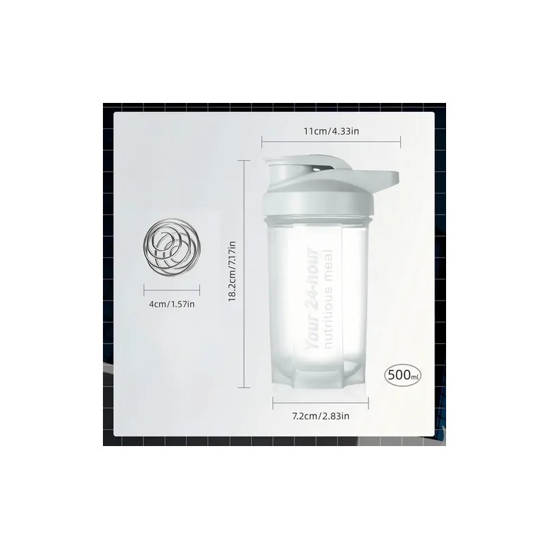 2pcs Shaker Proteína 500ml Con Esfera Mezcladora Genérico
