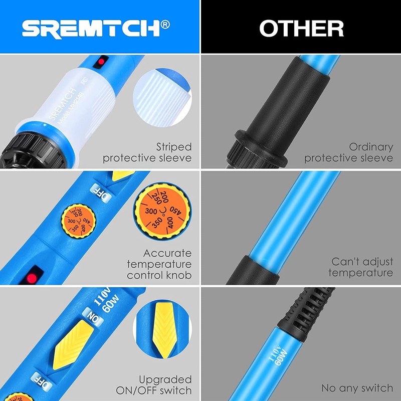 Soldering Iron Kit Electronics, [Upgraded] 60W Adjustable Temperature Welding Tool