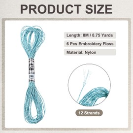 PATIKIL 6 Skeins Embroidery Floss, Metallic Embroidery Thread Nylon Threads Bracelets String for Cross-Stitch Hand Embroidery, Sky Blue