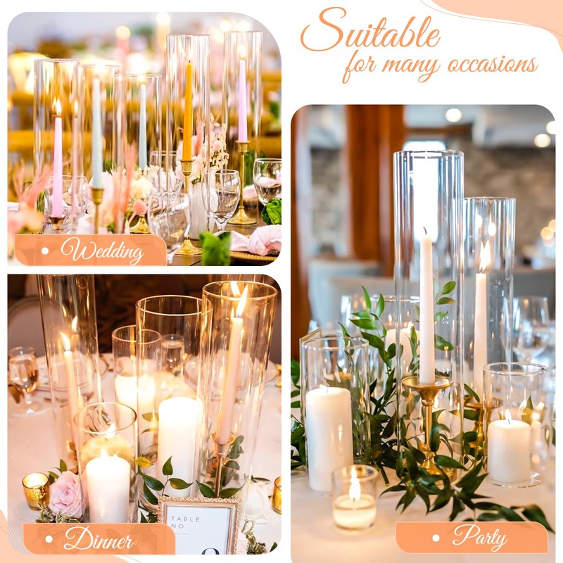 12 Pcs Hurricane Candle Holder Sleeve, H:14" D:4" Bottomless Glass