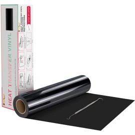 Heat Transfer Vinyl Rolls, HTVRONT 12" x 20ft Black Iron on Vinyl for Shirts, Black Iron on for All Cutter Machine - Easy to Cut & Weed for Craft Heat Vinyl Design