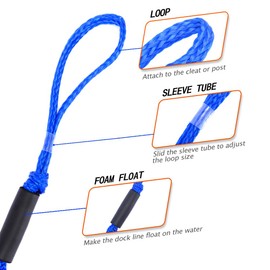 Arola Bungee Dock Line Mooring Rope for Boats Dock Line Bungee Dock Lines Bungee Cords Kayak Boat Anchor Accessories Stretches 2 Pack (Blue)