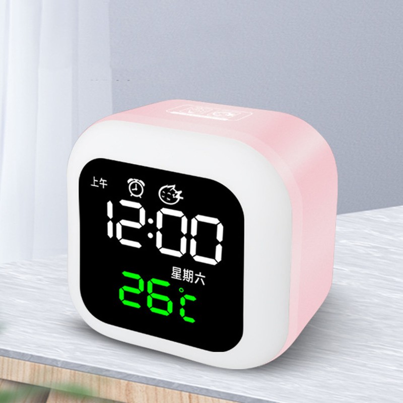 LED Alarm Clock Night Light USB Rechargeable Mirror Design Adjustable