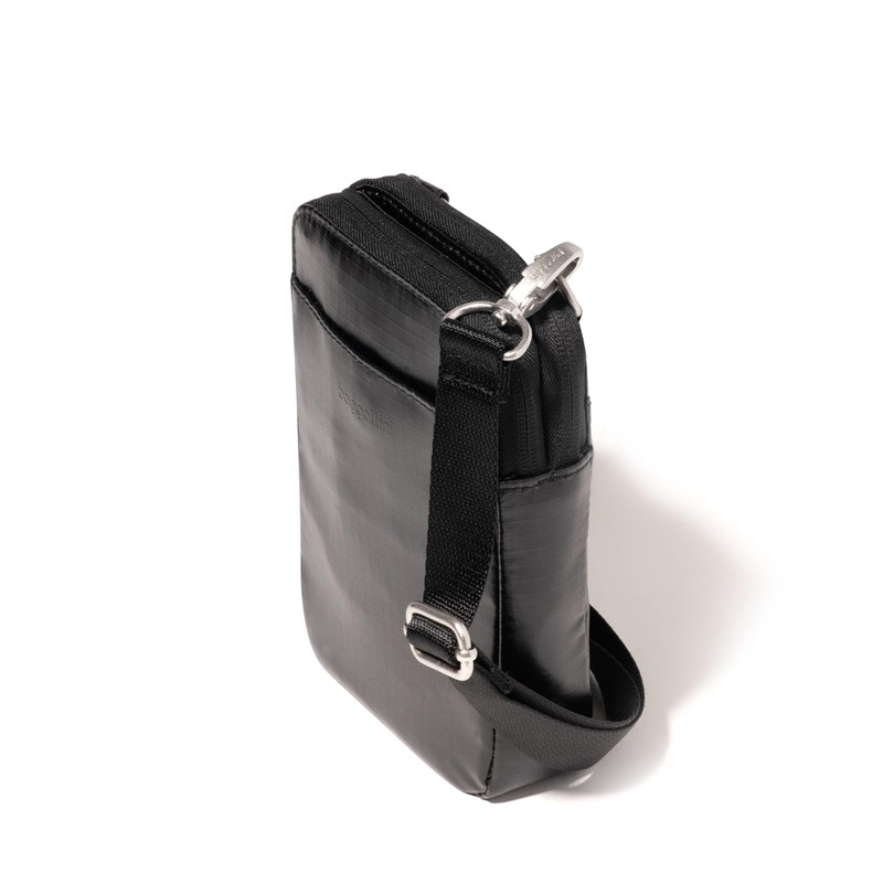 Baggallini Modern Take Two RFID Crossbody, Black Gloss Ripstop