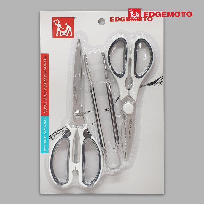 Echimoto Silver Titanium Scissors Tongs 3-piece Set Kitchen Scissors /
