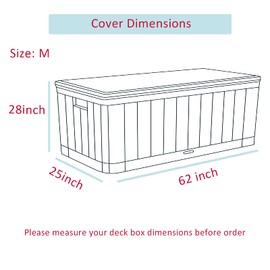 Shieldo Deck Box Cover- Heavy Duty 600D Polyester Oxford,100% Waterproof Deck Box Cover 62" L x 25" W x 28" H