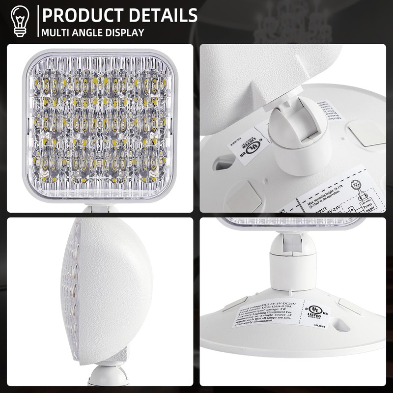 Enjvvs Emergency Remote Head Lighting, Single Head Emergency Light, Adjustable