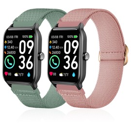 Lzwldan 2 Pack Stretchy Nylon Watch Bands Compatible with Woneligo/Fitpolo Smart Watch IDW13, Loop Soft Elastic Straps for FITVII H56/ID208Plus/Gydom/ENOMIR/Amzhero/TOOBUR/MILOUZ/Tensky IDW19 Watch