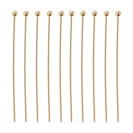 BENECREAT 100PCS 18K Real Gold Plated Ball Pins 22 Gauge Ball Head Pins for DIY Jewelry Making Findings Earring- 35mm (1.4") Long
