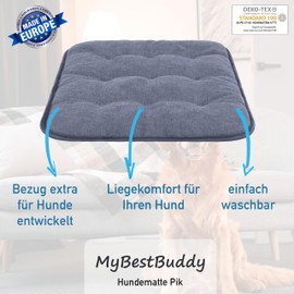 MyBestBuddy Dog Cushion Spades Grey 80 x 60 cm L, Allergy-Friendly (100% Polyester), Non-Slip, Washable at 40°C with Fluffy Fabric Cover, Dog Mat or Dog Bed for Medium Dogs, 80 x 60 cm