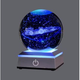 ZYXLJH 3D Solar System Crystal Ball Colorful Night Light,Universe Space Astronomy Gift Fathers Boys Kids,Couples Gifts Ideas for Boyfriends Husband Him Cool