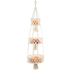 Mafagwre Fruit Basket Hanging Basket Braided Fruit Basket Wall Hanging Basket with Hooks, Hand-Woven Kitchen Storage Wall Basket Fruit Baskets Wicker Basket, Vegetable Storage Organisation Decoration,