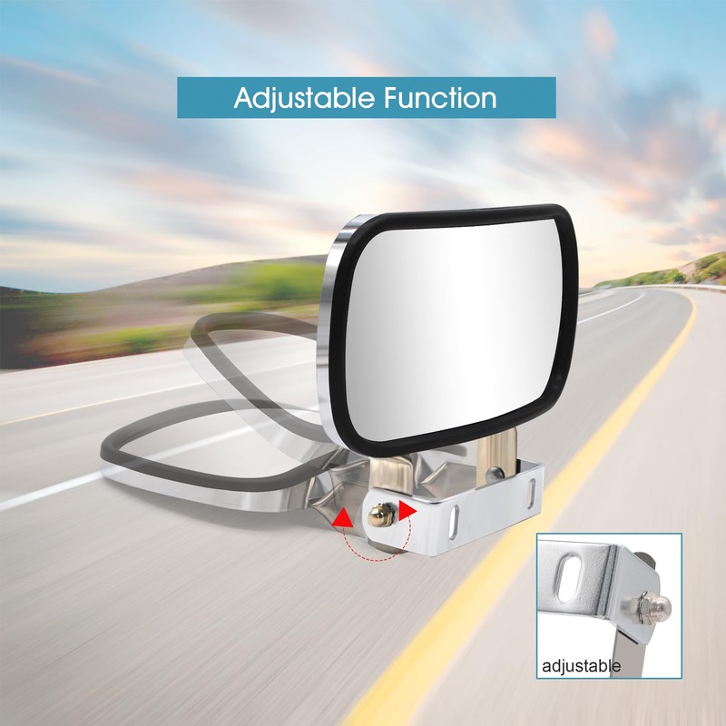 BOOLEE Convex Mirror Stainless Steel Rectangular U-Bracket for Cars Trucks