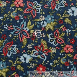 Signature BonEful Fabric FQ Cotton Flannel Quilt Blue Pink Red American Flower Garden Boho