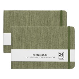 PATIKIL 8.3x5.5 Watercolor Sketchbook, 2Pcs 24 Sheet 300GSM/203lb Watercolor Paper Sketchbooks Acid Free Watercolor Journal Hardcover Artists Paper Pads for Painting, Dark Green
