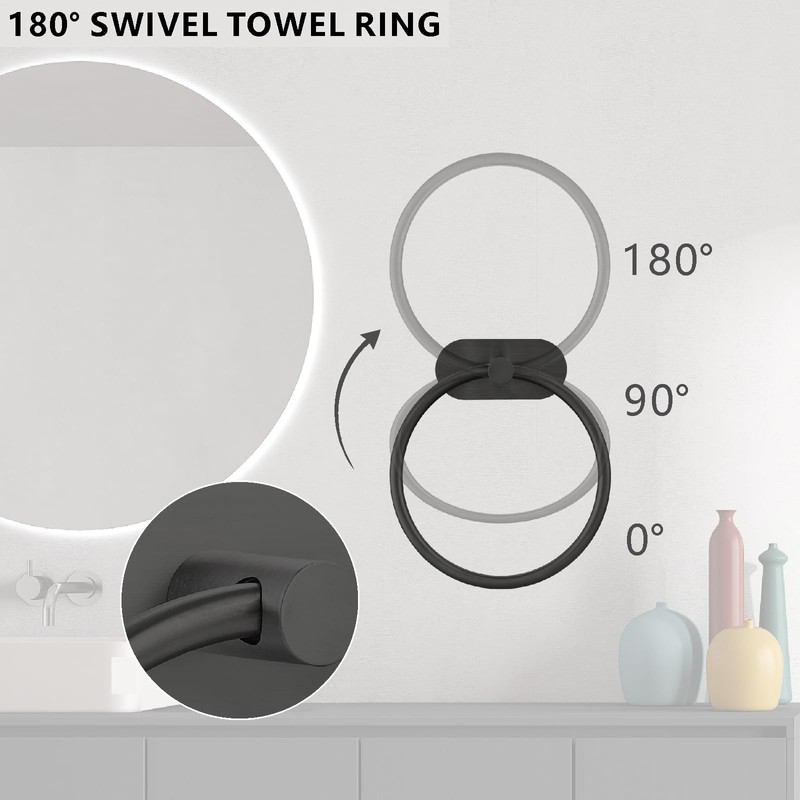 Self-Adhesive Towel Ring, No Drill Stainless Steel Round Hand Towel
