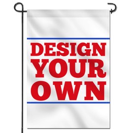 Anley Double Sided Custom Garden Flag 18 x 12.5 In with Flag Stand - Print Your Own Logo/Design/Words - Weather Resistant & Double Stitched - Customized Garden Flags Banners (Flagpole Included)