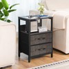 Yoobure Nightstand with Charging Station, Small Night Stand with Fabric