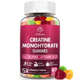 HMone Creatine Monohydrate Gummies - 5g for Men & Women, 80 Count and Creatine Chewable Supplements for Muscle Gain, Muscle Strength, Energy Boost, and Muscle Builder, Sugar Free, Vegan