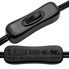 BCQLI Lamp Cord has Button Switch,Plug,Stripped Ends Ready for Wiring,6 Feet Black