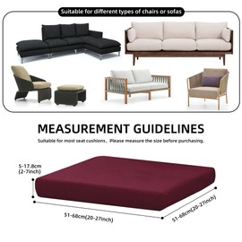 8Pcs Stretch Patio Cushion Cover Outdoor Cushion Cover Slipcovers Couch Cover Waterproof Replacement Sofa Cushion Covers Thick Jacquard Textured Twill Fabric Porch Patio Furniture Protector（Wine Red）