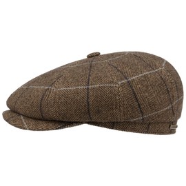 Stetson Hatteras Gallanger Wool Flat Cap Women/Men - Made in The EU Newsboy with Peak, Lining Winter Autumn-Winter - M (56-57 cm) Beige-Brown