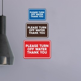 Signs ByLITA Classic Framed Please Turn Off Water Thank You Door or Wall Sign | Eco-Friendly Home Sign (Black) - Small