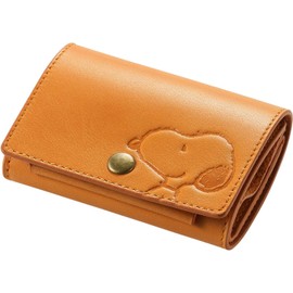 Characters Memorabilia Snoopy Wallet, Mini Wallet, Italian Leather, Genuine Leather, Women's, Men's, Trifold Wallet, Coin Purse, orange