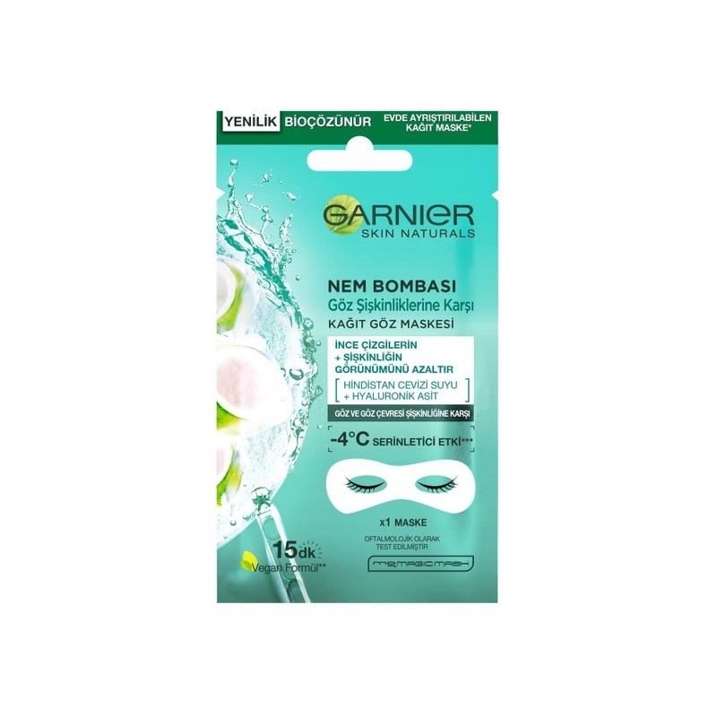 Garnier Göz Altı Torbalarına Karşı Kağıt Göz Maskesi Hindistan Cevizi