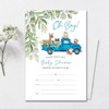 YIDOU Woodland Blue Truck Boy Baby Shower Party Invitations Greenery