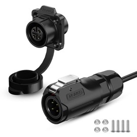 CNLINKO LP12 4-Pin Circular Connector with 1 Meter Cable Assemblies, IP68 Waterproof Industrial Electrical Connector for Outdoor Equipment Automotive Machinery M12 Cylindrical Connectors (4 Pin)