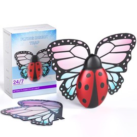 Flying Insect Trap Indoor, Light Fly Trap Captures Flies, Fruit Flies, Gnats, Moths, Mosquito and Other Flying Houseflies(1 Plug-in Device + 3 Pair Refills)