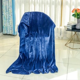 funky gadgets Fleece Throw Blanket for Sofa - Fluffy Soft Warm Versatile Blanket for Bed, Silver Grey Throws Fit All Season Navy Blue Single, 130x150 cm