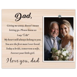 XJF Father of the Bride Picture Frame, 8x10 inches, Holds 4x6 inch Photo, Tabletop & Wall Mount, Minimalist Style, Father's Day Gift