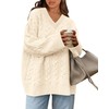 Okiwam Women's Oversized Sweaters Fall 2025 Long Sleeve V Neck