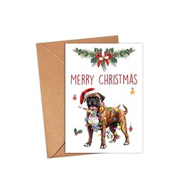 HKDesignGift Boxer Dog Merry Christmas Greeting Card, Merry Christmas Card, Boxer Card, Cute Dog Christmas Card, Adorable Christmas Card For Dog Lovers