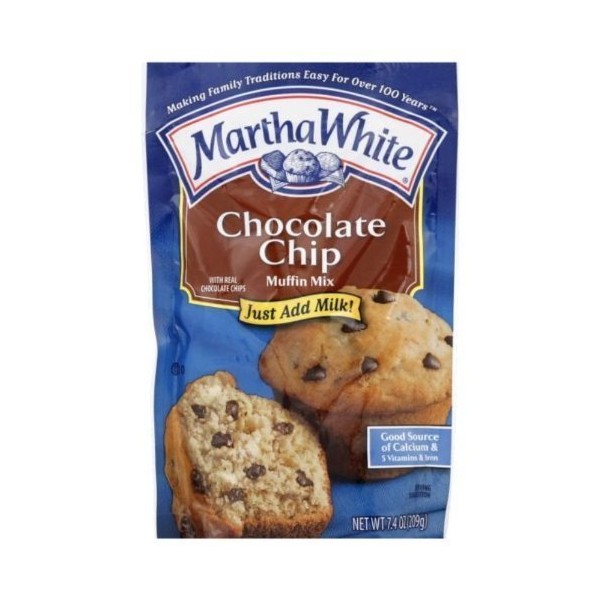 Martha White, Chocolate Chip Muffin Mix, 7.4oz Bag (Pack of 4)