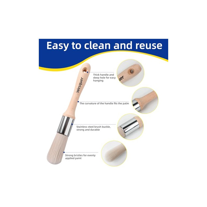 Wesquer 3-Pack 1Inch Paint Brush for Detail Work - Triangle,