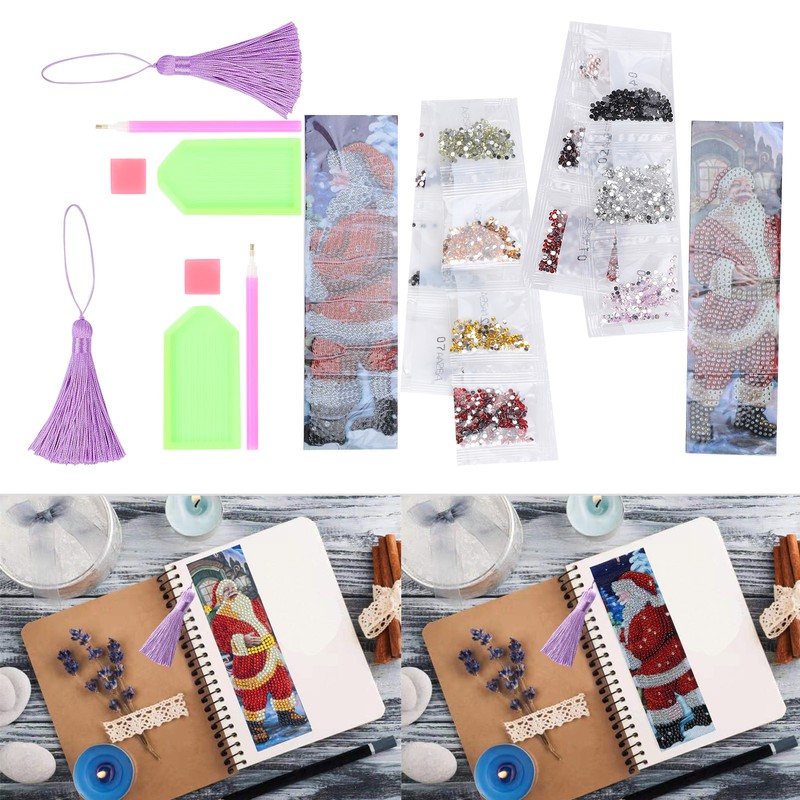 2 Set Diamond Bookmarks 5D DIY Painting Crystal Embroidery Tassel