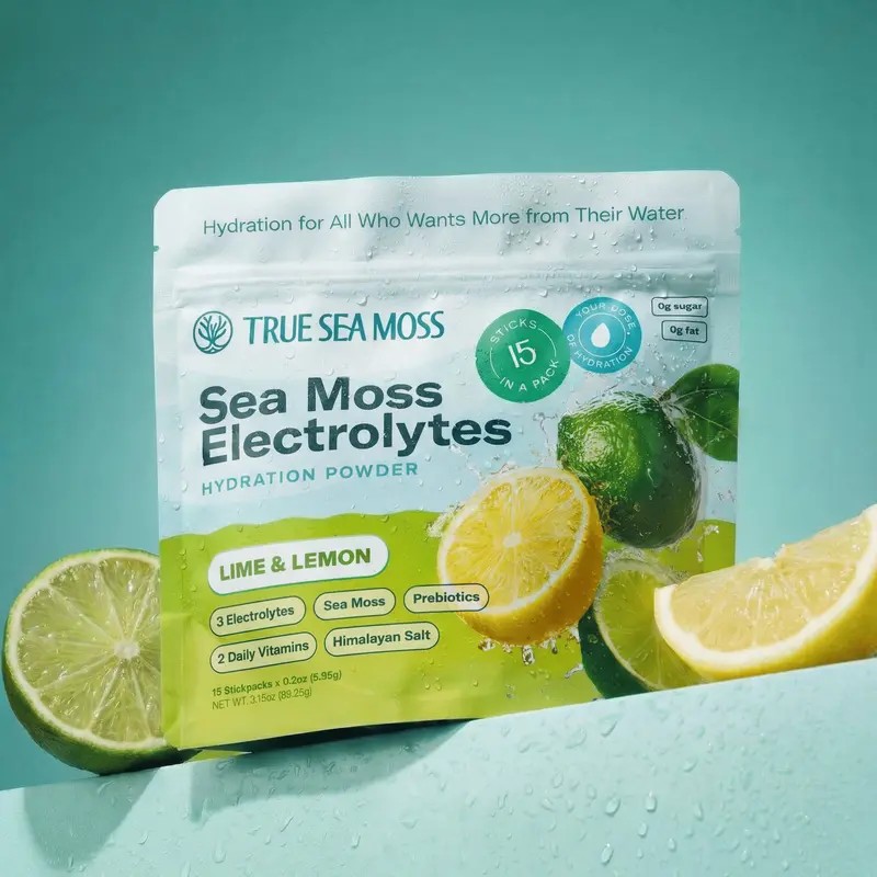 Sea Moss Electrolyte Powder Packets Melon Watermelon Flavor, Natural Hydration