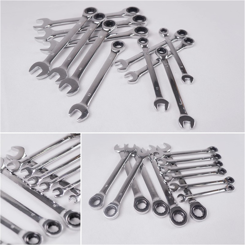 Vokenforu 17mm Ratchet Spanner, Ratcheting Combination Wrench, Hardened Chrome Vanadium