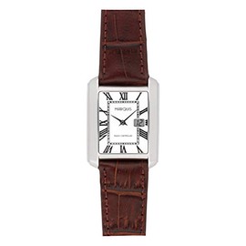 MARQUIS Women's Radio Controlled Watch Brown Leather Strap German Funkwerk 4015, Brown, silver, Strap.