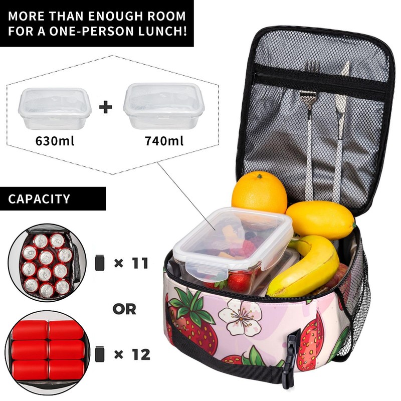 cromcu Retro Bear Floral Insulated Lunch Box for Boys Men
