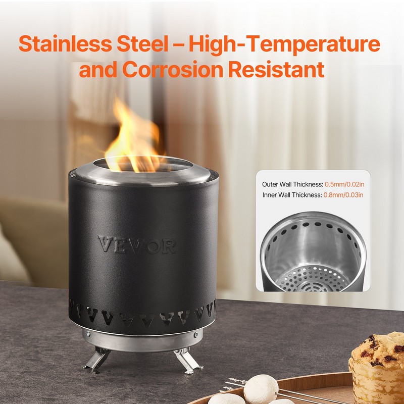 Tabletop Fire Pit 6 inch Stainless Steel Fireplace Indoor Outdoor