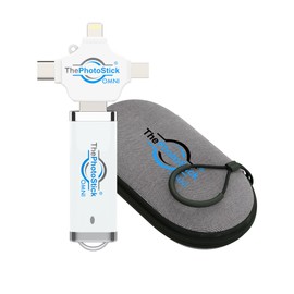 ThePhotoStick® Omni 32GB + Protective Case | Secure Photo & Video Backup and Transfer | Digital File Organization | USB & Multiport Connection for Phones, Tablets and Computers | Water Resistant Case