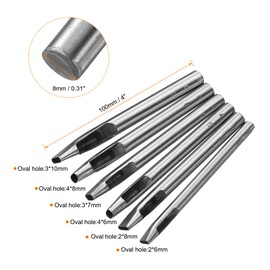 QUARKZMAN 6 Size Oval Hole Punch for Leather 2 mm - 4 mm Leather Craft Oval Hollow Punch Cutter Cutting Tools for Belt Watch Strap