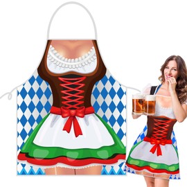 DATIFF Oktoberfest Schürze Damen Bayerische Kochschürze Bierfest Bayrische Grillschürze Wiesn Küchenschürze Frauen Dirndlschürze Mädchen für Deutsche Oktoberfest Party BBQ Koch Backen Geschenk