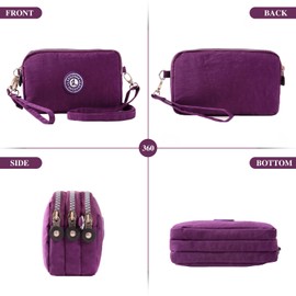 LassZone Women's Small Crossbody Bags Cell Phone Purse Nylon Shoulder Bag 3 Layer Wristlet Wallet Zipper Clutch Purse