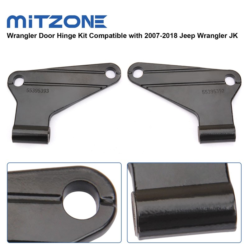MITZONE Wrangler Door Hinge Kit Compatible with 2007-2018 Jeep Wrangler